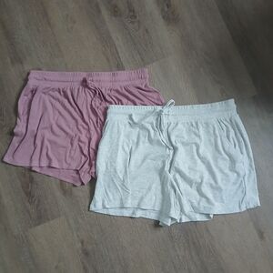 Cozy Women's Pajama Shorts Set in Mauve and Light Gray